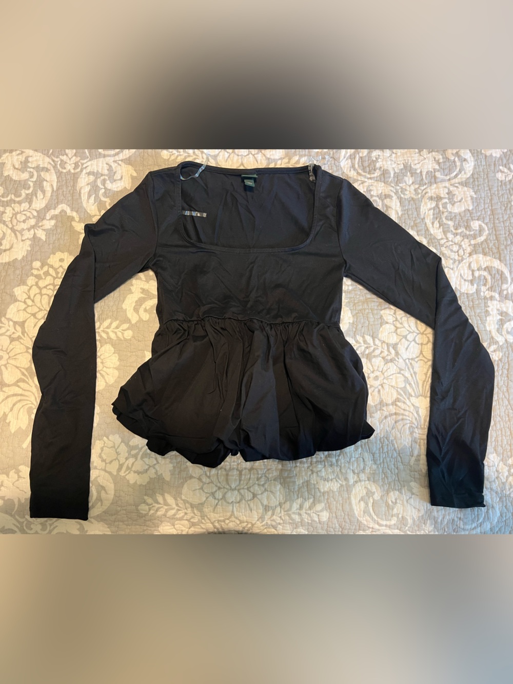 Target Black Long-Sleeve Peplum Blouse - Women